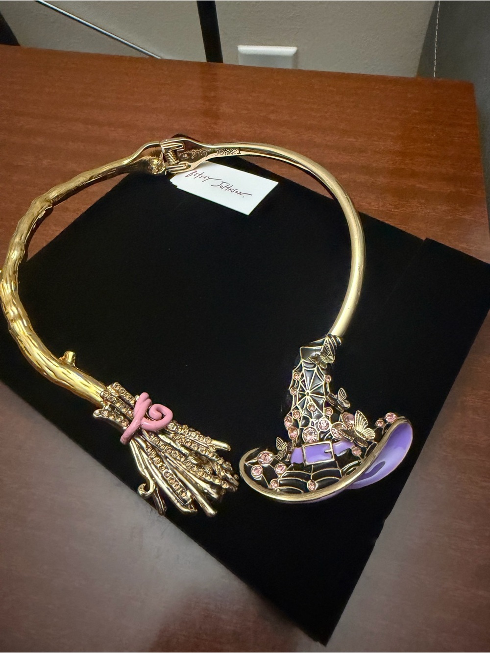 Betsey Johnson Gold-Tone Collar Necklace with Purple and Pink Enamel - Picture 3 of 5